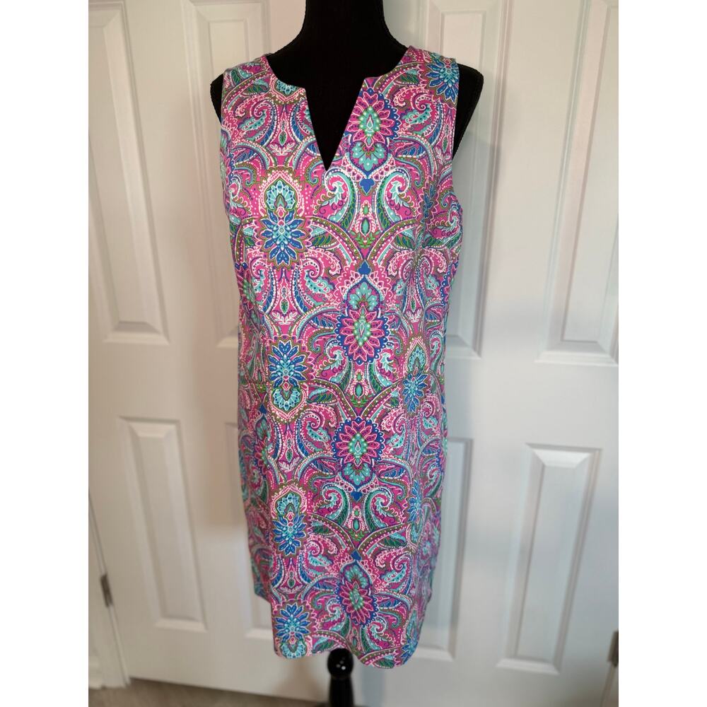Martha Rowe Pink Paisley Shift Dress Sleeveless Summer Dress Size 10 - Picture 3 of 7